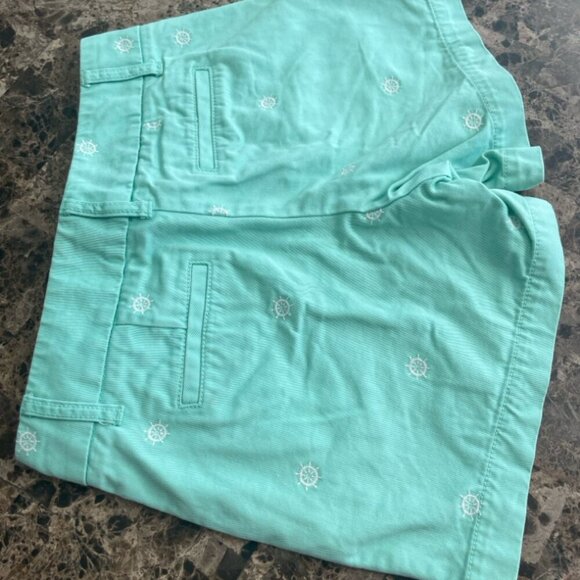 J.CREW CHINO SHORTS MINT GREEN SZ 0 SAILOR CHIC PREPPY NAUTICAL EMBROIDERY WHEEL - Picture 9 of 12